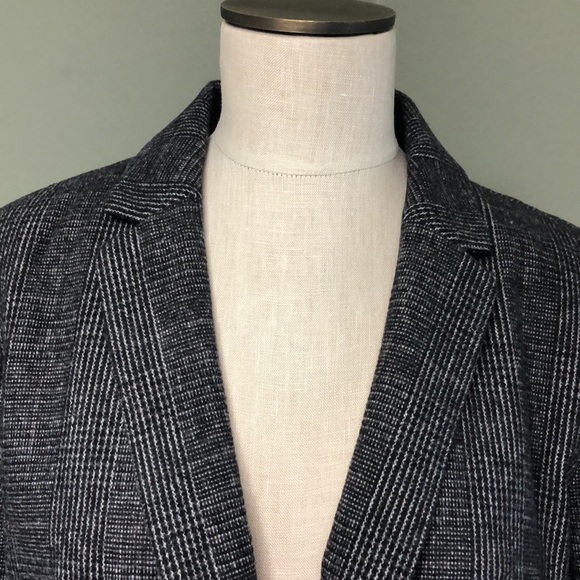 Ann Taylor Factory Tweed Blazer Gray Plaid Size 12 Wool blend - Picture 2 of 12